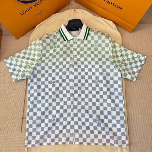 「#4407」LOUIS VUITTON Gradient Printed Silk Short-Sleeved POLO Shirt