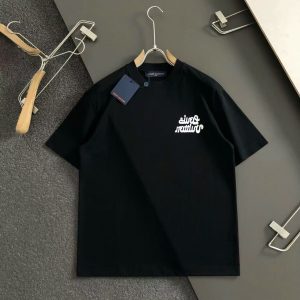 「#3087」Louis Vuitton Spring/Summer Black Letters Front and Back Echo Letters Offset Printed T-shirt