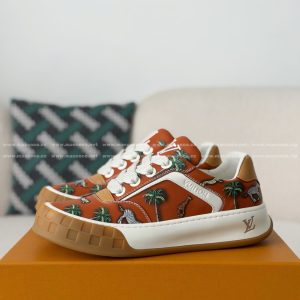 「#5383」LOUIS VUITTON TILTED CANVAS LEATHER BOARD SHOES