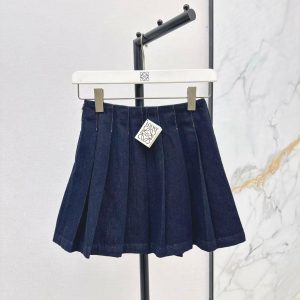 「#3876」Loewe Spring/Summer New Vintage Denim Women's Denim Pleated Skirt
