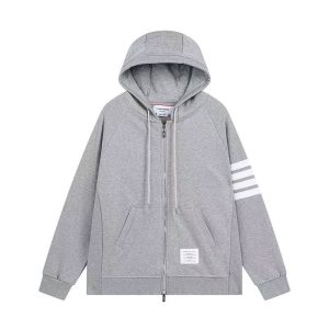 「#3633」Thom Browne ripple zip-up hoodie