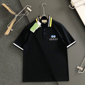 「#1700」Gucci Floral neckline embroidered polo shirt with cartoon lettering