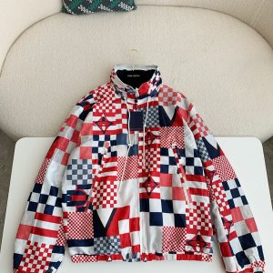 「#2745」Louis Vuitton SS24 Logo Patchwork Mandarin-collar Jacket