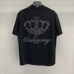 「#1216」Paris royal crown hot diamond short sleeve t-shirt