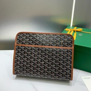 「#3761」Goyard imported cowhide with canvas large toilet bag, size: 30*23*8cm_副本