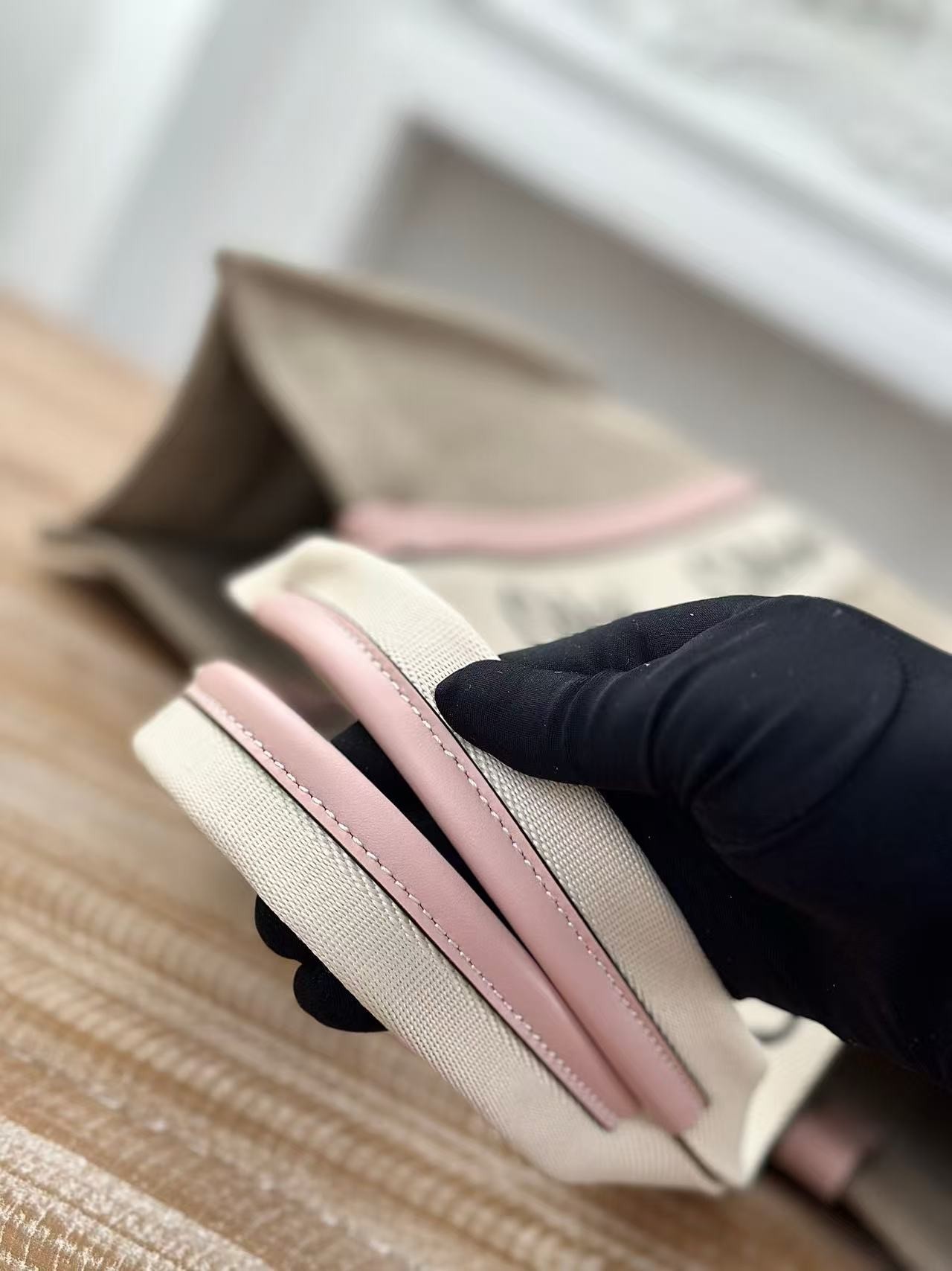 「#3662」Chloe Woody linen pure cotton canvas and glossy small dough, pink casual bag Large size: 45*33*13cm