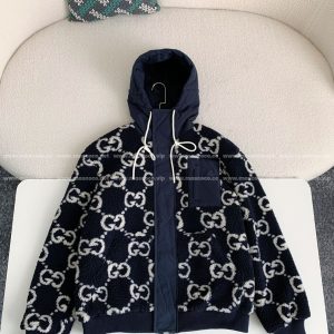 「#2599」Gucci Jacquard Lambswool Hooded Jacket