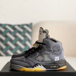 「#1458」OFF_WHITExJordan Air Jordan 5 Retro SP High-top basketball shoes