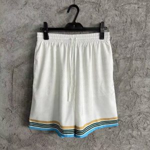 「#3312」CASABLANCA White shorts in silk jacquard with orange pattern