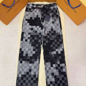 「#5272」LOUIS VUITTON mosaic color-blocked checkered jeans