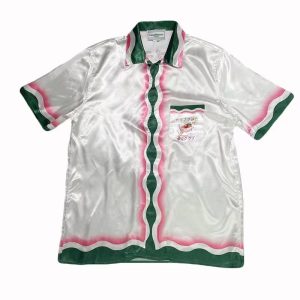 「#1880」Casablanca SS22 spring and summer, pink and green wavy print color bump short-sleeved shirt