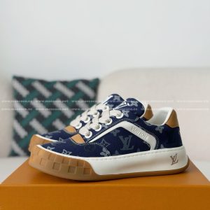 「#5386」LOUIS VUITTON TILTED CANVAS LEATHER BOARD SHOES