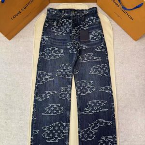「#5253」LOUIS VUITTON X Nigo Collaboration Cloud Jacquard Embroidered Jeans