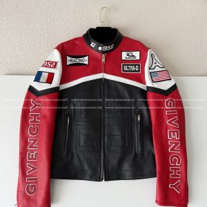 「#4981」Givenchy SS23 Contrast Color Zipper Stand Collar Leather Jacket