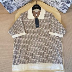 「#4418」DIOR all over print monogram knitted POLO shirt