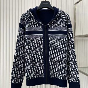 「#2345」Dior all-over jacquard reversible wool zip-up hoodie