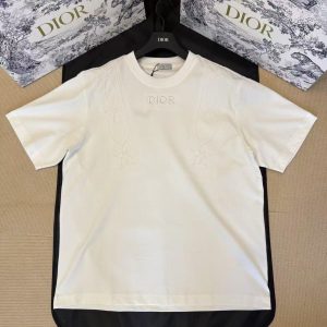 「#4421」DIOR 3D flower embroidered short sleeves