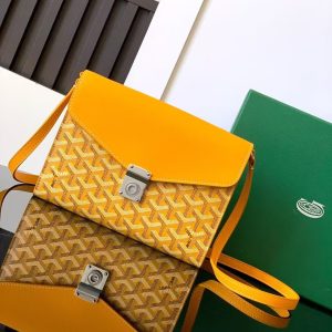 「#3771」Goyard imported cowhide with canvas one-shoulder crossbody bag, size: 21*16*4cm