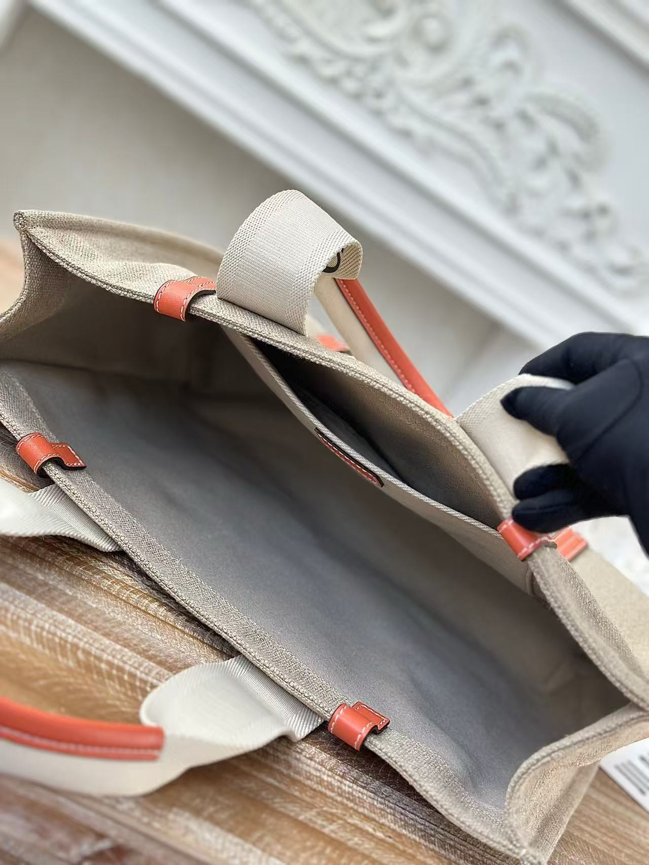 「#3666」Chloe Woody linen pure cotton canvas and glossy small dough, orange casual bag Large size: 45*33*13c