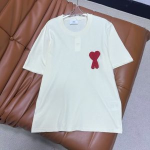 「#3424」Ami heart woven short-sleeved T-shirt