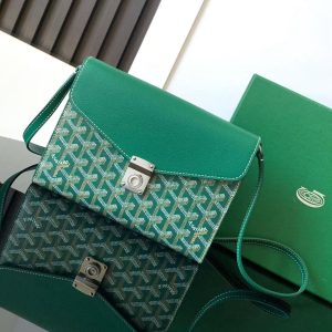 「#3770」Goyard imported cowhide with canvas one-shoulder crossbody bag, size: 21*16*4cm
