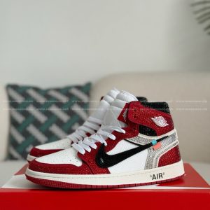 「#4549」Jordan 1 Off-white Hand-Set Rhinestones High Sneakers