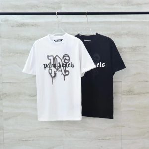「#2514」palm Angels lettering spray-painted short-sleeves