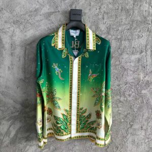 「#3315」CASABLANCA Green jewel pattern silk shirt