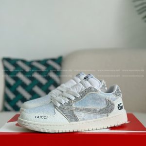 「#4535」Jordan 1 x Gucci Hand-Set Rhinestones Low Sneakers