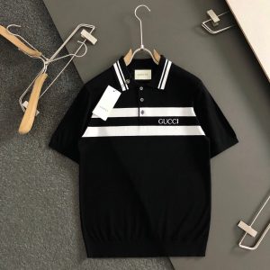 「#2422」Gucci 24 fall and winter new black and white stripes t-shirt
