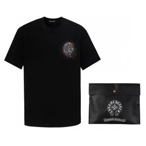 「#1635」Chrome Hearts heart splashed ink Sanskrit horseshoe t-shirtarts
