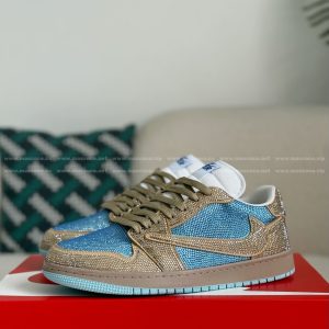 「#4548」Jordan 1 Hand-Set Rhinestones Low Sneakers