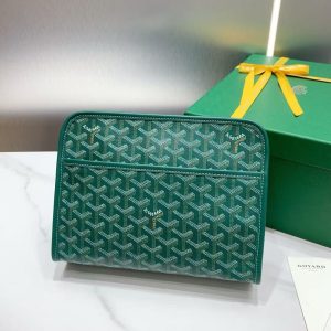「#3762」Goyard imported cowhide with canvas small toilet bag, size: 25*18*7cm