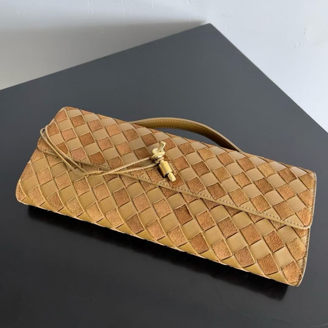 「#3842」BOTTECA VENETA uses exquisite craftsmanship intreccio woven imported sheepskin evening clutch bag Si