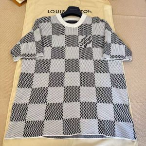 「#4410」LOUIS VUITTON Jacquard knit checkerboard short sleeves