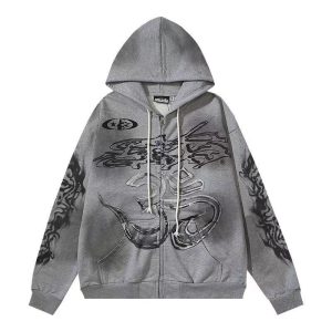 「#4432」Hellstar American trendy Hellstar 30 digital flame flower arm back 11 letter print washed distressed