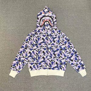 「#2659」bape Shizuoka Limited Edition Violet Camouflage Shark Sweatshirt