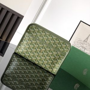 「#4995」Goyard imported cowhide with canvas small toilet bag, size: 25*18*7cm_副本