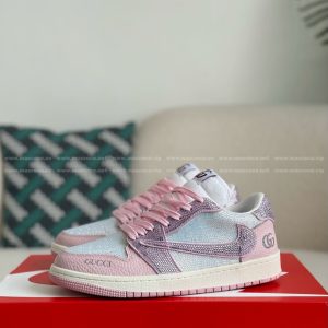 「#4533」Jordan 1 x Gucci Hand-Set Rhinestones Low Sneakers