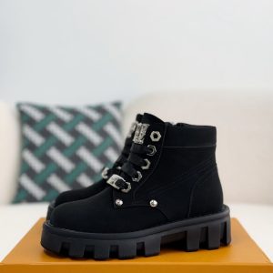 「#2555」LOUIS VUITTON Round toe lace-up boots