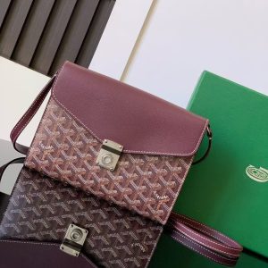 「#3777」Goyard imported cowhide with canvas one-shoulder crossbody bag, size: 21*16*4cm