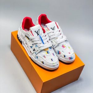 「#3276」Louis Vuitton traniner canvas printed colorful denim embroidered shoes