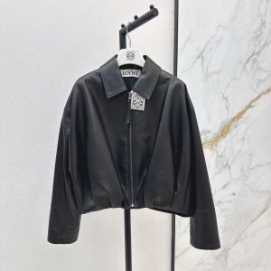 「#3879」Loewe Spring and Summer latest retro modern fashion design imported sheepskin pleated women's jacket