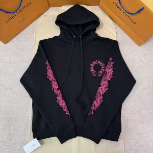 「#5326」Chrome Hearts Pink Horseshoe Back Hooded Sweatshirt