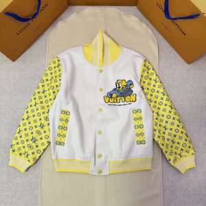 「#5422」LOUIS VUITTON Polka Dot Dog All-Purpose Embroidered Leather Sleeve Baseball Jacket
