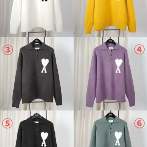 「#3066」Amiri autumn and winter new big heart jacquard collar pullover sweater