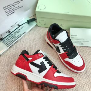 「#3251」Off-White Arrow stitching red outer leather sneakers