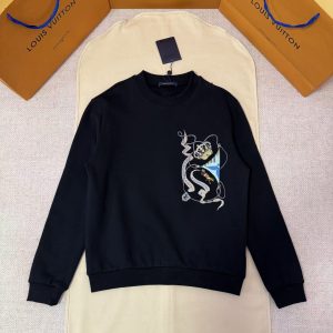 「#5424」LOUIS VUITTON Crown Embroidered Crew Neck Sweatshirt