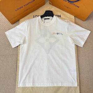 「#4461」LOUIS VUITTON letter rhinestone short sleeve