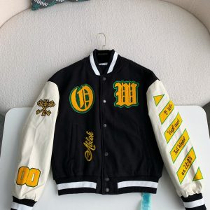 「#2353」OFF-WHITE FW22 Logo embroidered single-breasted Baseball uniform